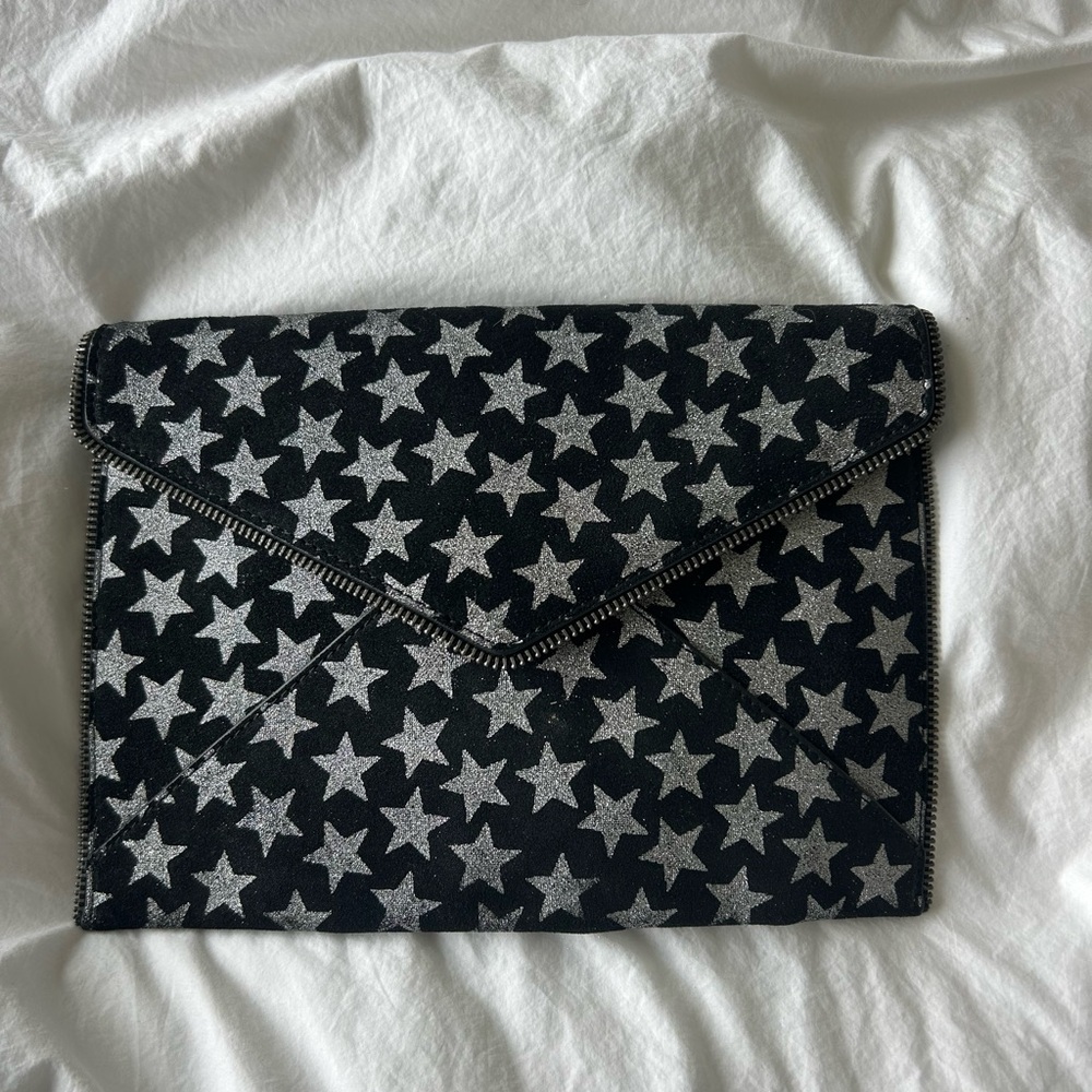 Rebecca Minkoff Star Patterned Black and Silver Clutch